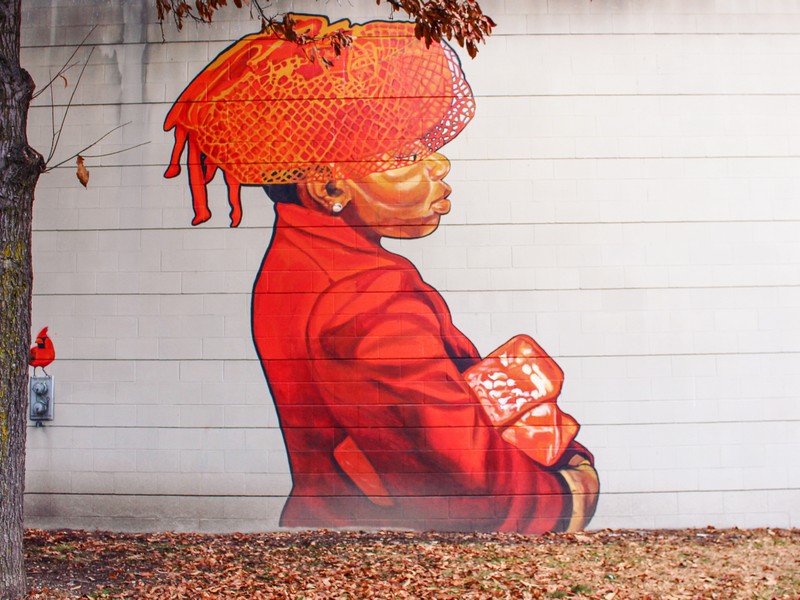 The Orange Woman, street art, mural, Dayton, Ohio