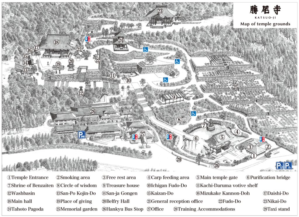 Katsuo-ji Temple English map